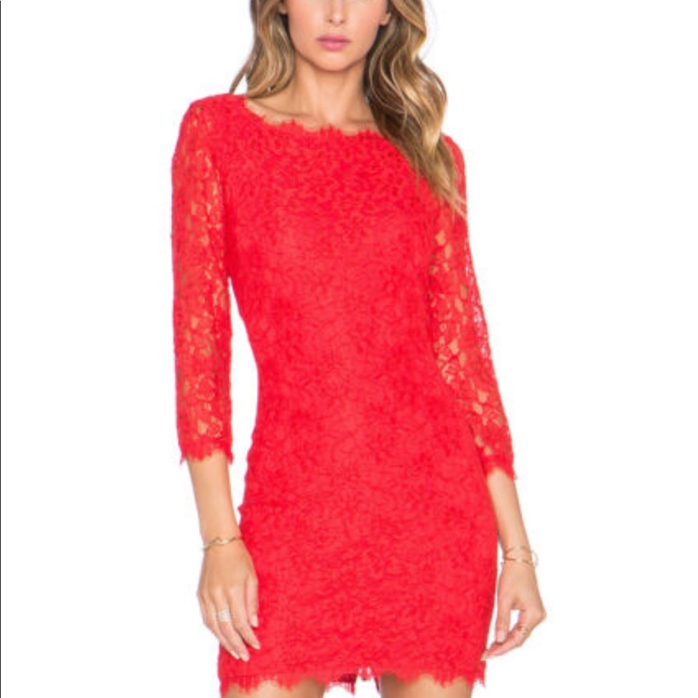 DVF  Zarita red lace dress size 6 worn once